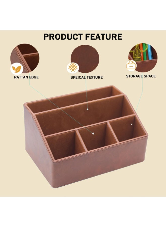 Premium Brown Desk Organizer Box with Coaster - Compact Remote Stand for Men, Ideal for Desks/Bedside Cabinets - Image 3
